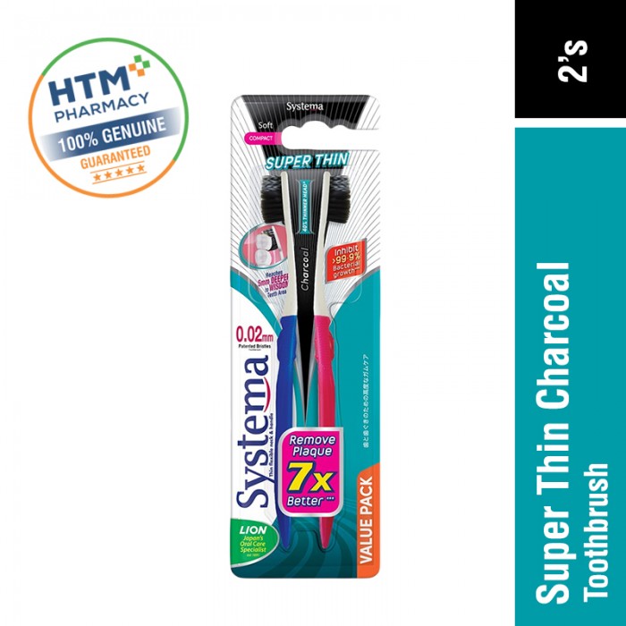 Systema Toothbrush Super Thin Charcoal 2's