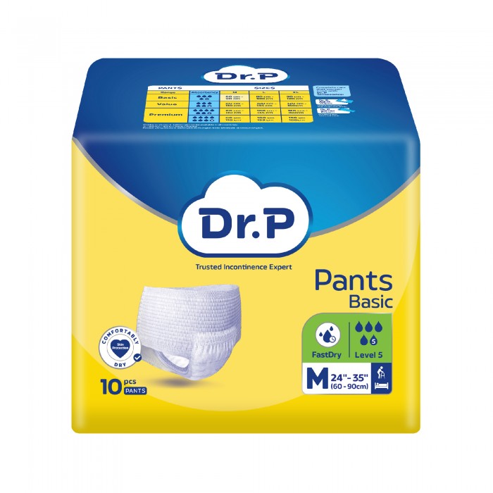 DR.P Adult Diaper Pants M 10'S Basic for Lampin Seluar Dewasa, High Absorption