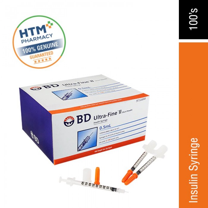 BD ULTRA-FINE II SHORT NEEDLE INSULIN SYRINGE 0.5ML(1/2ML 30G 8MM)328868 1's