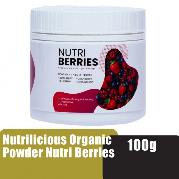 NUTRILICIOUS Organic Nutri Berries 100g - Acai Berry Powder | Acai Powder | Natural Anti-Aging Superfood Powder