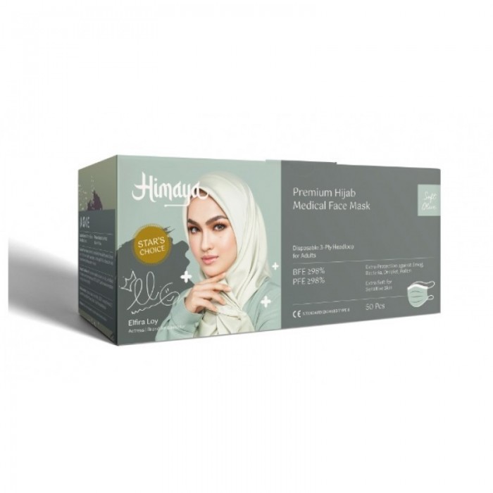 Himaya Medical Face Mask 3ply - Soft Olive (Premium Hijab Series) 50's