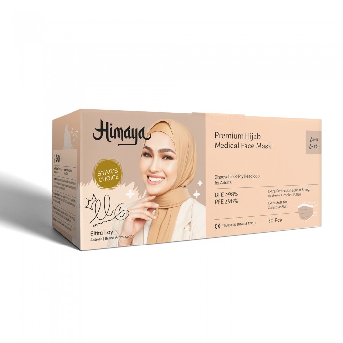 Himaya Medical Face Mask 3ply - Love Latte (Premium Hijab Series) 50's