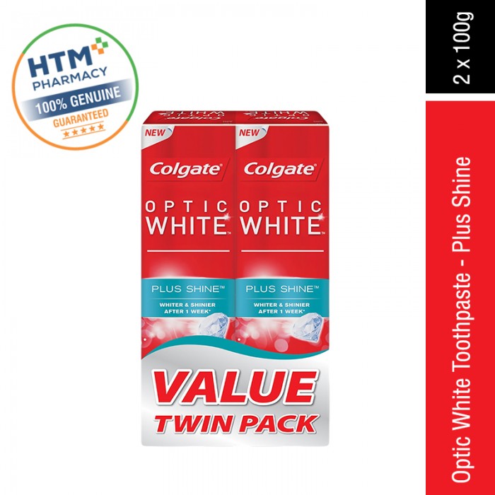 COLGATE OPTIC WHITE TOOTHPASTE 100G x 2 - PLUS SHINE