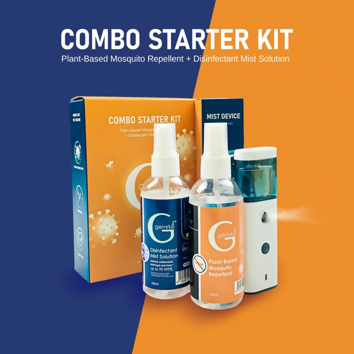 Gemrkill Combo Starter Kit (Repellent + Disinfectant+ Mist Device) 100ml