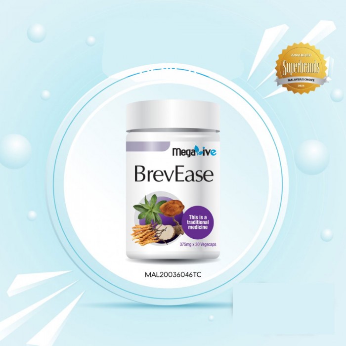 MEGALIVE Brevease 30's X 2 for Ubat Batuk, Cair Kahak, Tiger Milk Mushroom, Cordyceps