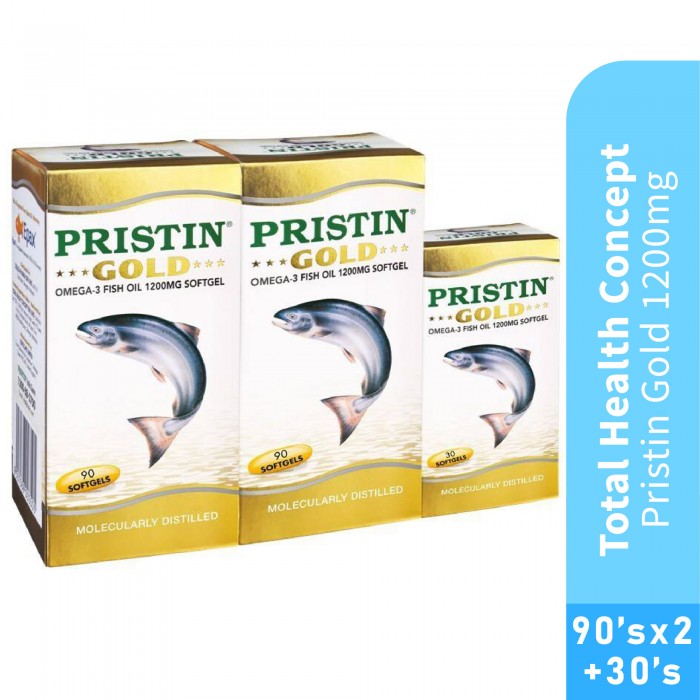 THC Pristin Gold Omega 3 Fish Oil 1200mg 90's X 2 + 30's for Heart Supplement  with Fish Oil, Omega 3, 鱼油