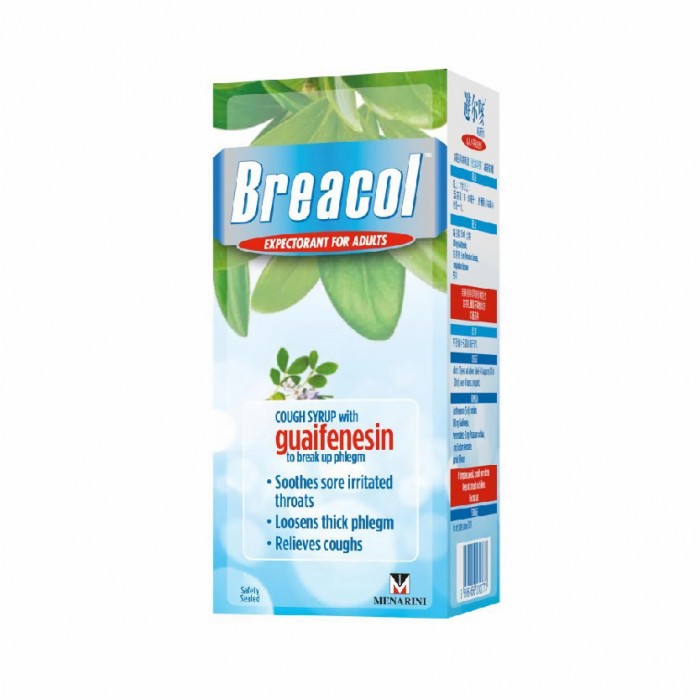 Breacol Cough Syrup Ubat batuk For Adults 60ml-(relief sore throat/phlegm/cough&cold)