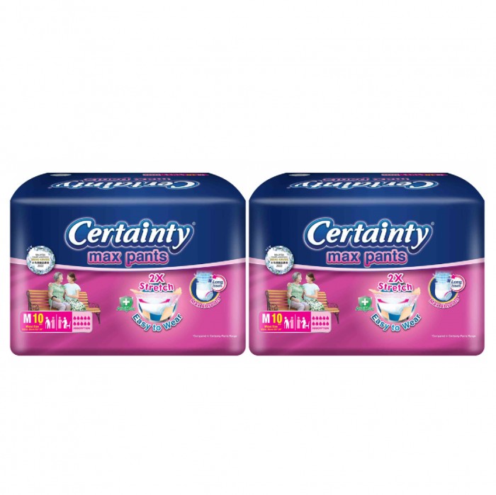 CERTAINTY Maxpants Adult Diapers 10's x 2 Size - M (FOC Wipes) Adult Diapers Pants / Pampers Dewasa / 成人 尿裤