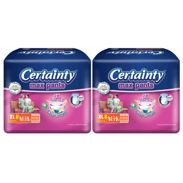 CERTAINTY Maxpants Adult Diapers 8's x 2 Size - XL (FOC Wipes) Adult Diapers Pants / Pampers Dewasa / 成人 尿裤