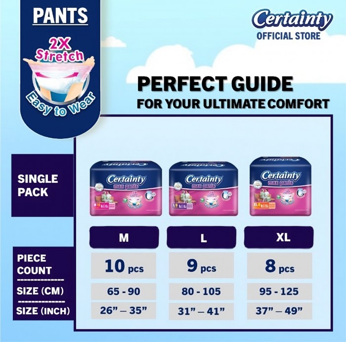 CERTAINTY Maxpants Adult Diapers 8's x 2 Size - XL (FOC Wipes) Adult Diapers Pants / Pampers Dewasa / 成人 尿裤