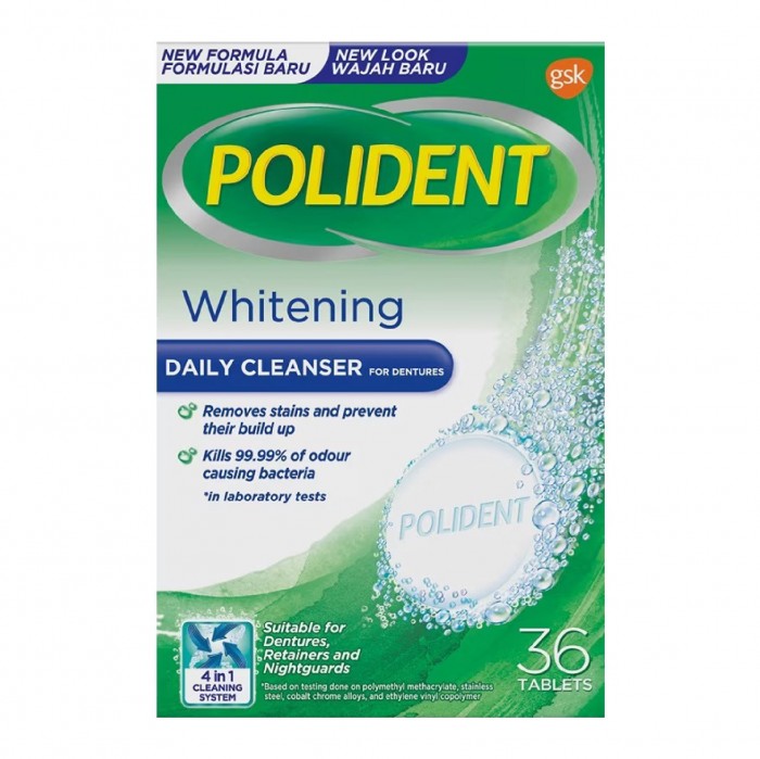 POLIDENT Whitening Cleanser For Denture (3 Minute Antibacterial) 36 Tablets - Polident Retainer Cleanser 假牙清洁片