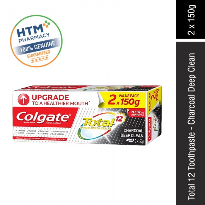 COLGATE TOTAL 12 TOOTHPASTE 150G x 2 - CHARCOAL DEEP CLEAN