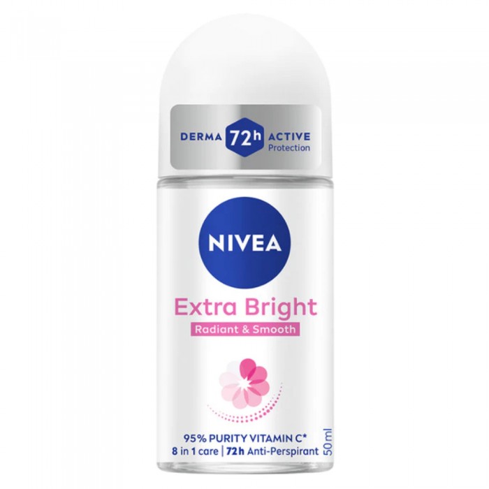 NIVEA Deodorant Female Extra Bright 2's x 50ml for Roll On Deodorant, Female Deodorant