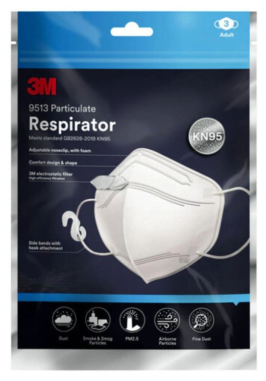 3M Respirator 9513 KN95 3's - White