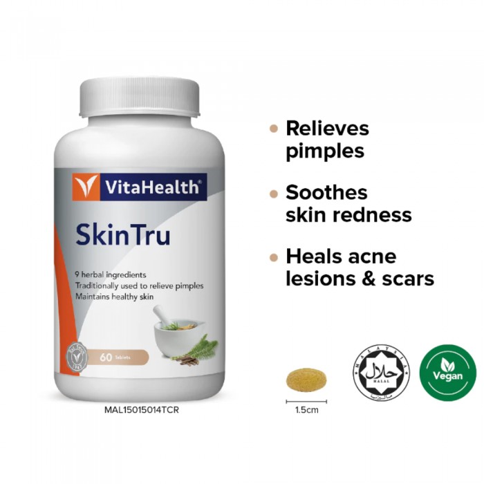 VITAHEALTH SkinTru 60's x 2 for Skin Supplement, Ubat Jerawat, Acne Supplement