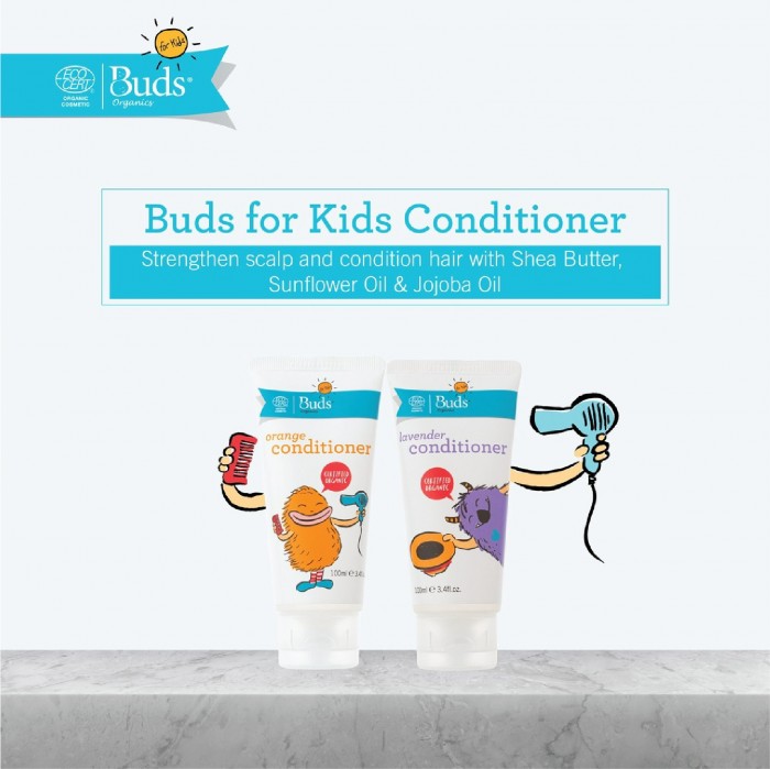 Buds Lavender Kids Conditioner 100ml - Orange with jojoba oil & Shea butter (help remove tangle)