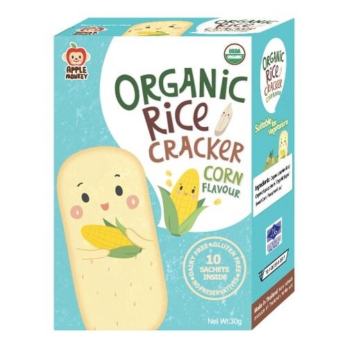 Apple Monkey Organic Rice Cracker 30g - Corn