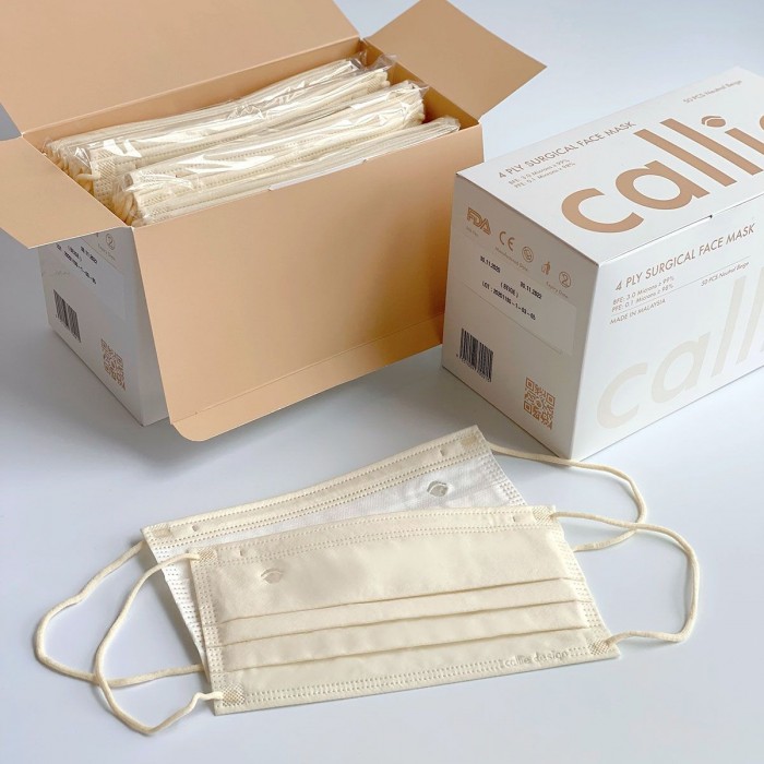 Callie Adult Surgical Face Mask 4ply (Base Series) 50's - Beige