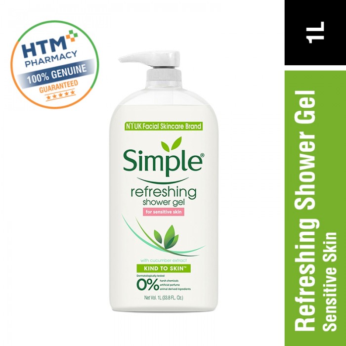 Simple Kind To Skin Refreshing Shower Gel 1L