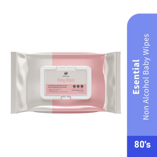 ESENTIAL Non Alcohol Baby Wipes 80's with natural Aloe Vera tisu basah for sensitive skin 宝宝濕紙巾