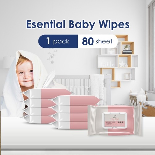 ESENTIAL Non Alcohol Baby Wipes 80's with natural Aloe Vera tisu basah for sensitive skin 宝宝濕紙巾