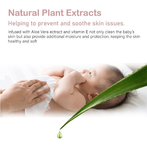 ESENTIAL Non Alcohol Baby Wipes 80's with natural Aloe Vera tisu basah for sensitive skin 宝宝濕紙巾