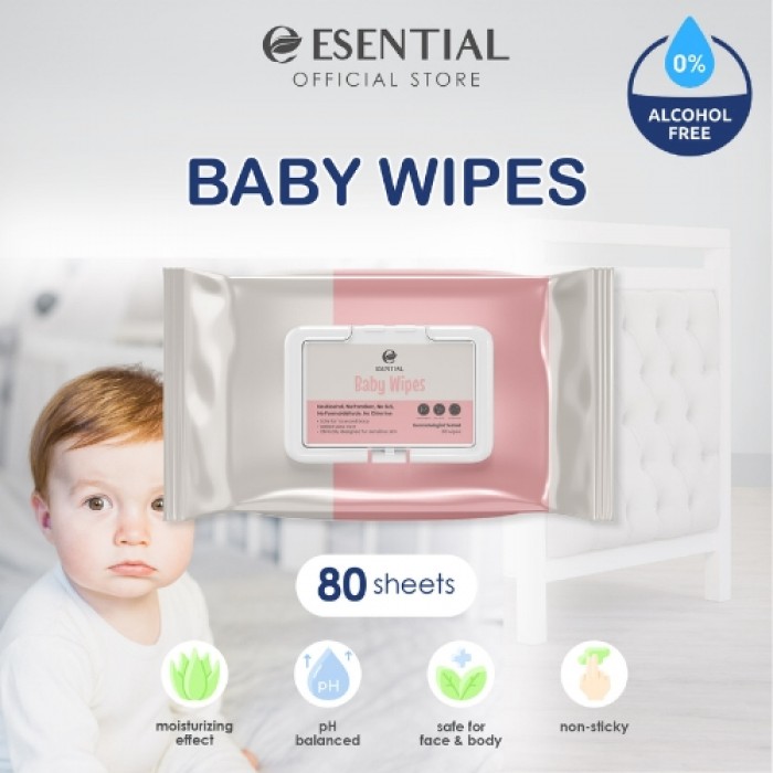 ESENTIAL Non Alcohol Baby Wipes 80's with natural Aloe Vera tisu basah for sensitive skin 宝宝濕紙巾