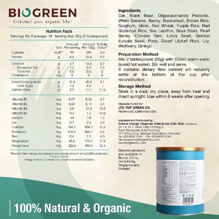 BIOGREEN 5 Grain Plus Oatmilk Energy 850g