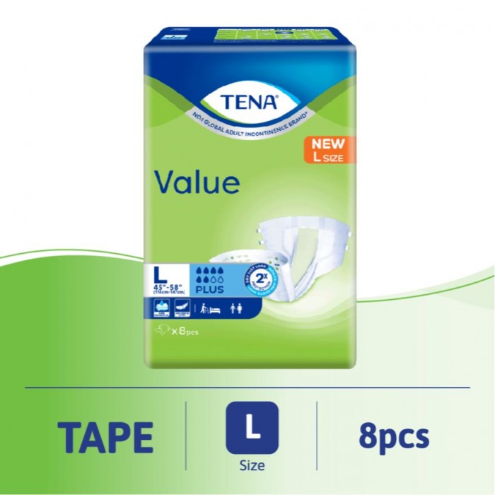 Tena Value Adult Diaper L 8's