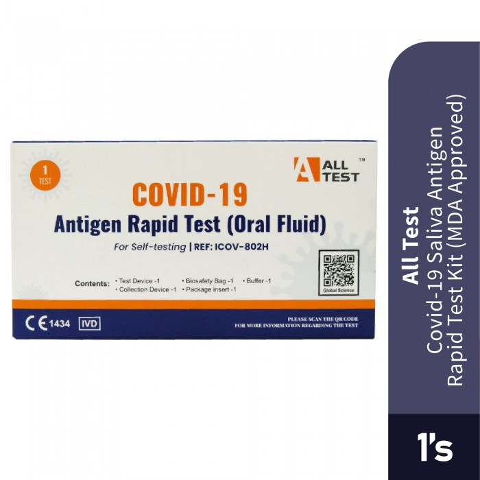 ALL TEST Covid 19 Saliva Antigen Rapid Test Kit for Covid Test Kit, Covid Influenza Test Kit (MDA Approved)