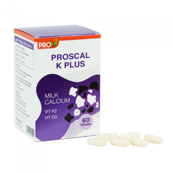 PROSCAL K Plus Tabs 1200mg With 60's - Calcium, Vitamin K2 , Vitamin D3