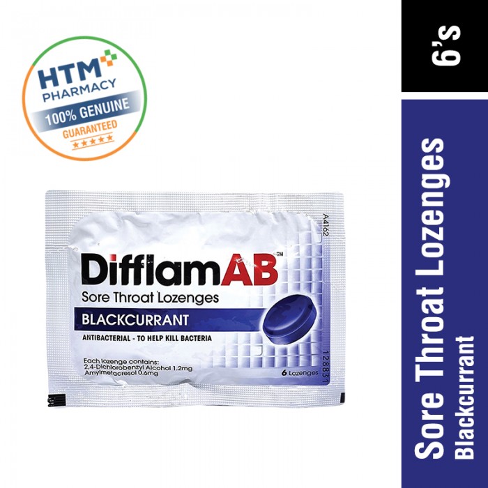 DifflamAB Sore Throat Lozenges 6's - Blackcurrant