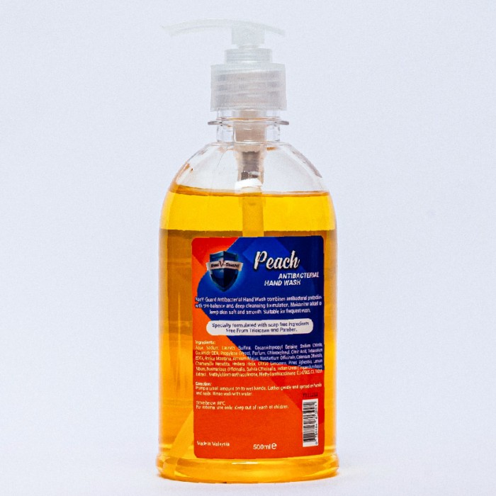 Bacv-guard Antibacterial Hand Wash 500ml - Peach Moisturizer hand wash liquid sabun cuci tangan 洗手液