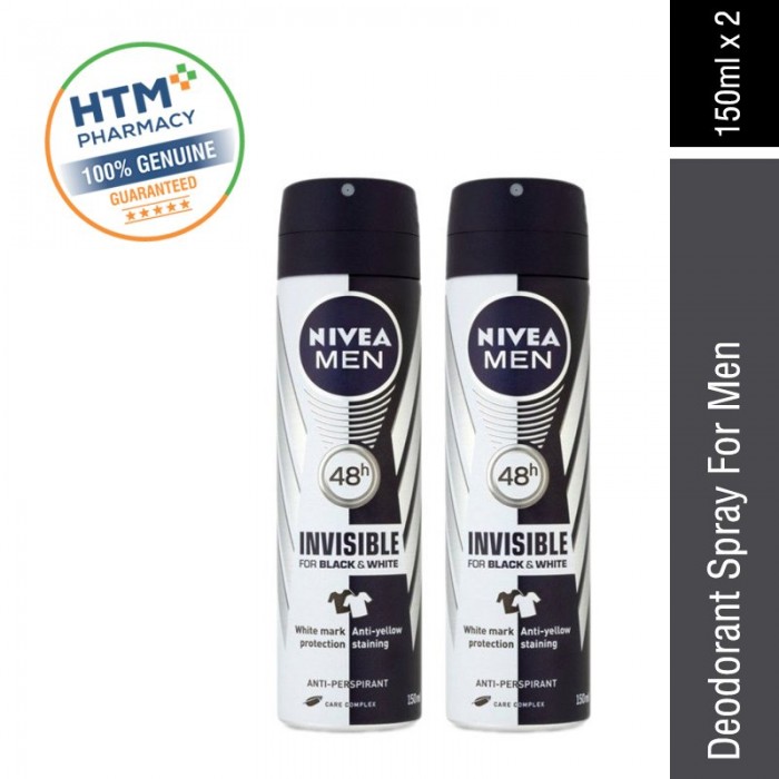 Nivea Deodorant Spray For Men 150ml x 2 - Black & White Intensive (82241)