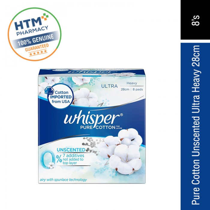 Whisper Pure Cotton Unscented Ultra Heavy 28cm 8's