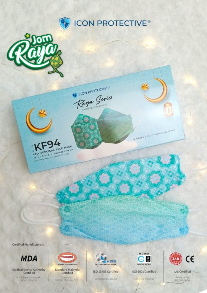 Icon Protective KF94 4ply Surgical Face Mask 10's - Raya Series