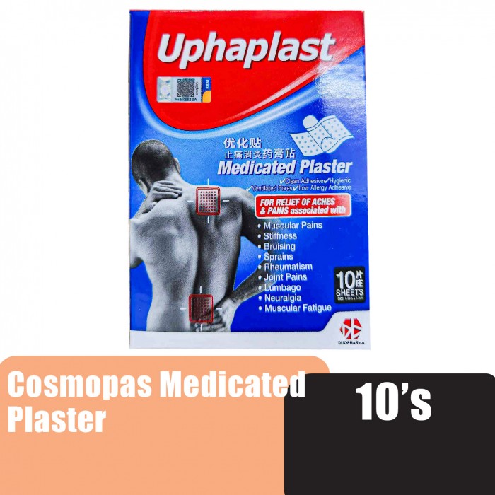 UPHAPLAST Medicated Plaster 10'S (Old Name: COSMOPAS Medicated Plaster 10'S)