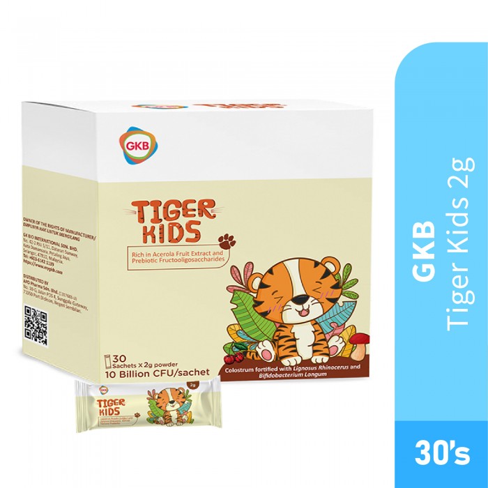 GKB Tiger Kids 2g X 30's with Probiotic, Tiger Milk Mushroom Kids, Colostrum, 虎乳芝 for Digestive