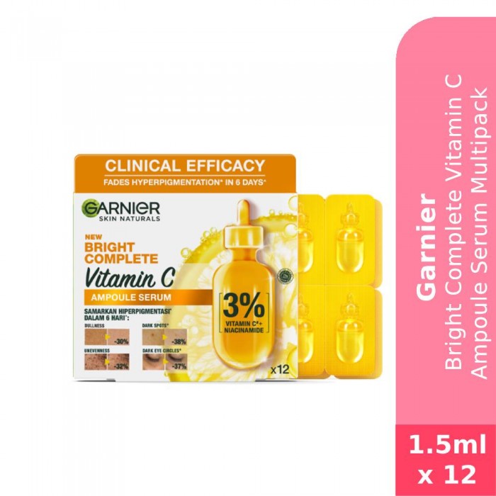 GARNIER Bright Complete Vitamin C Ampoule Serum 1.5ml x12 (Value Pack)  - Skin Care, Face Serum , 精华液