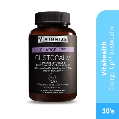 VITAHEALTH Charge-Up Gustocalm 30's for Heartburn Relief - Peppermint Flavor
