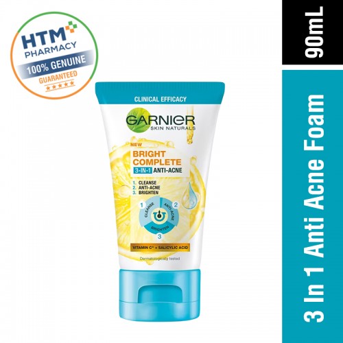 Garnier Bright Complete Anti-Acne 3 In 1 Foam 90ml