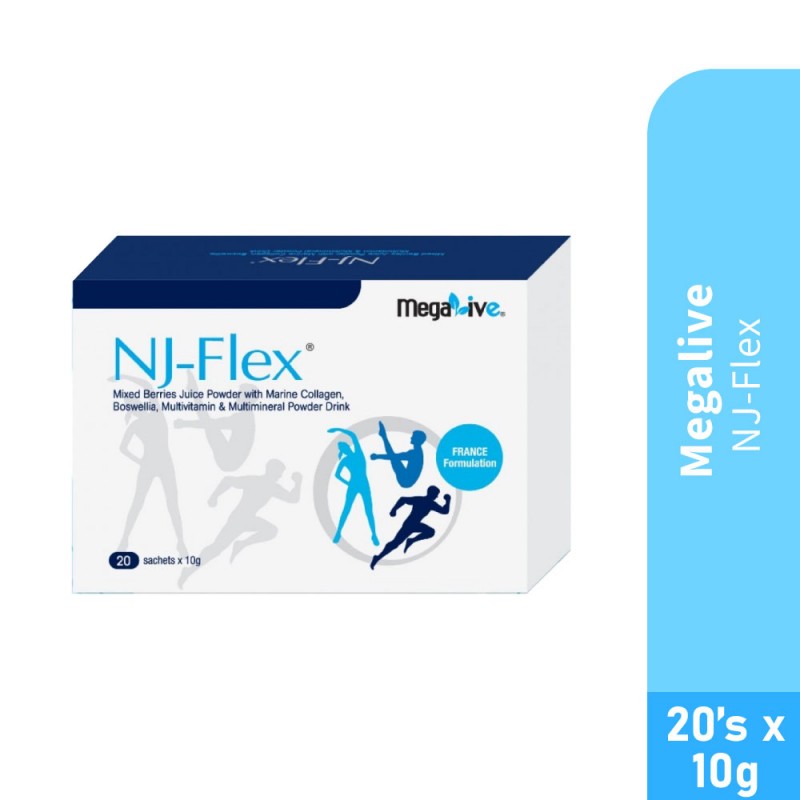 MEGALIVE Nj-Flex 10g 20's Supplement Sendi Dengan Glucosamine, Hyaluronic Acid, Joint Pain Supplements