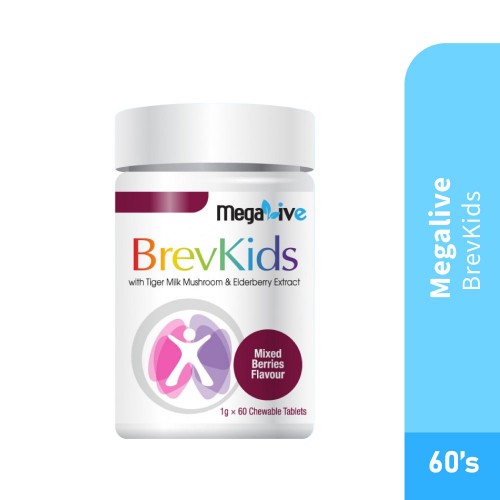 MEGALIVE Brevkids 60's with Tiger Milk Mushroom, Elderberyy, Kids Supplement