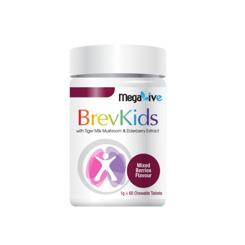 MEGALIVE Brevkids 60's with Tiger Milk Mushroom, Elderberyy, Kids Supplement
