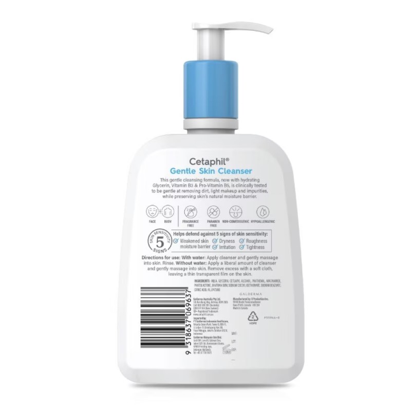 CETAPHIL Gentle Skin Cleanser 500ml for Face Wash and Body Wash, Sabun Mandi