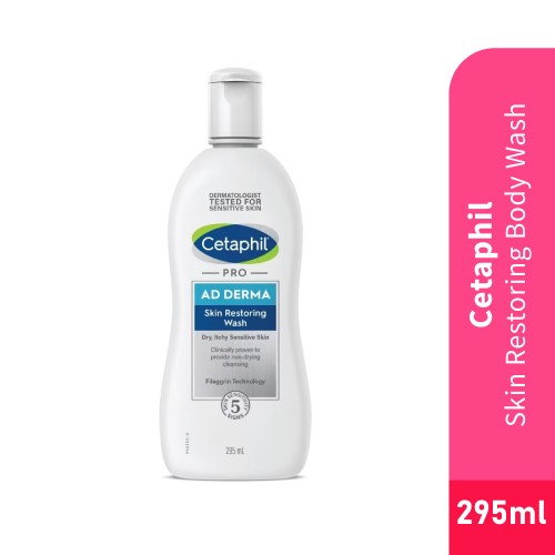 CETAPHIL Skin Restoring Pro AD Body Wash 295ml Sabun Mandi, Cetaphil Body Wash
