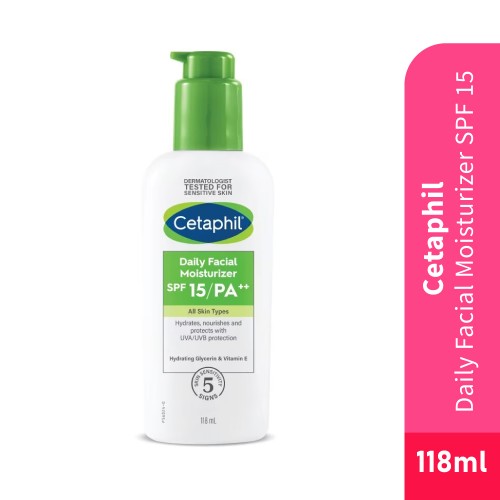 CETAPHIL Daily Facial Moisturizer Spf15 118ml Moisturiser, Pelembab Muka, Krim Muka, 保湿