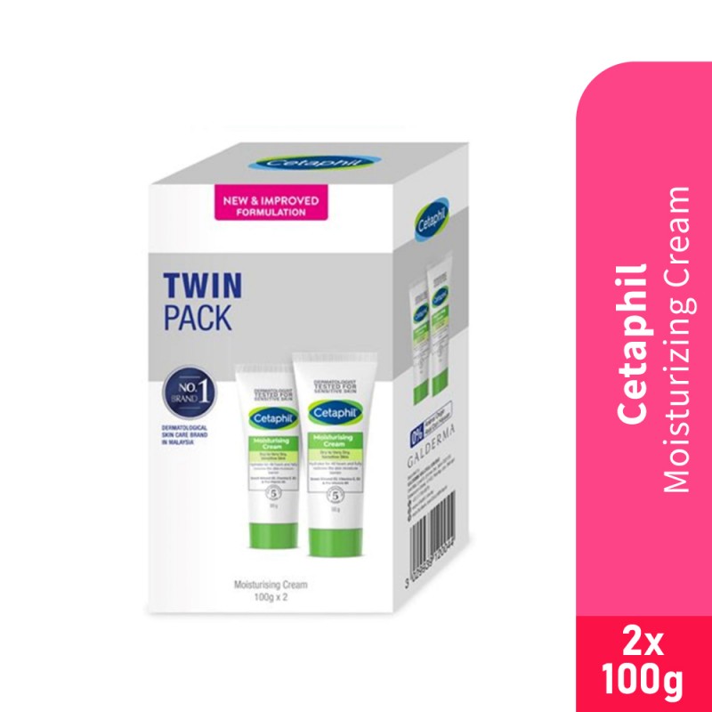 CETAPHIL Moisturizing Cream 100g X 2 for Moisturizer, Moisturiser, Krim Badan, 保湿