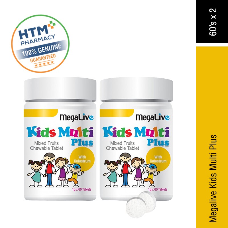 MEGALIVE KIDS Multi Plus 800mg 60's X 2 Multivitamin for Kids, Colostrum, Lysine for Kids