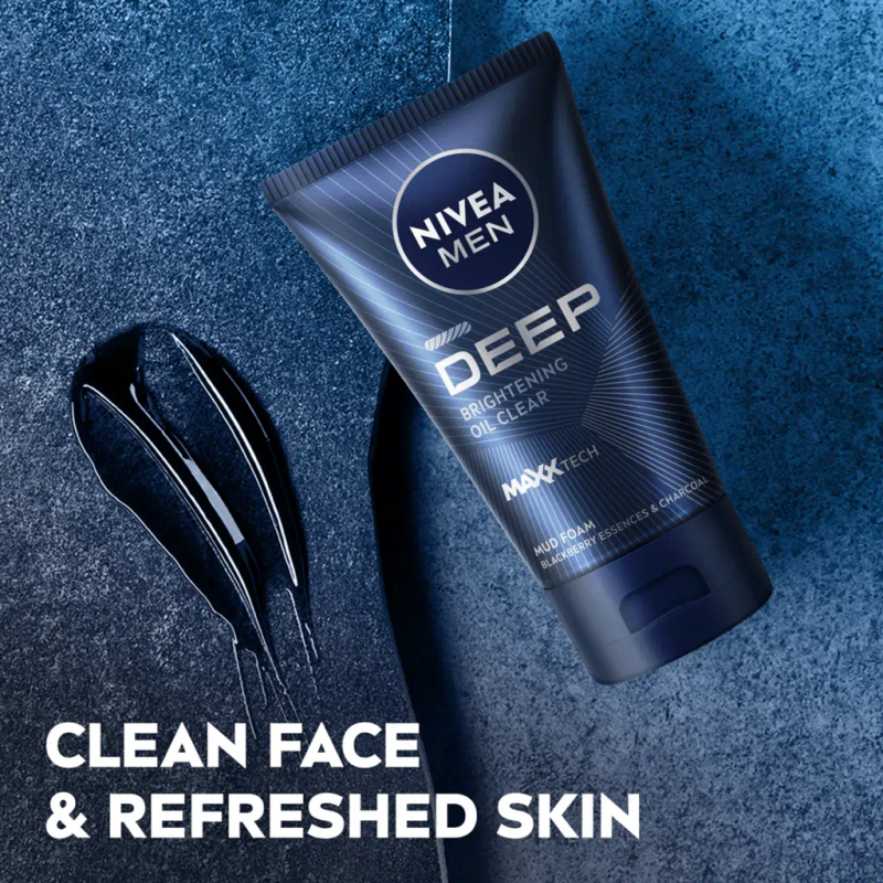 NIVEA MEN DEEP Brightening Oil Clear Mud Foam – Deep Cleanser for Bright & Oil-Free Skin